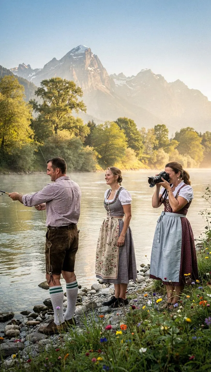 Historisches Stadtbild von Bad Tölz mit charmanten, bunten Fachwerkhäusern.